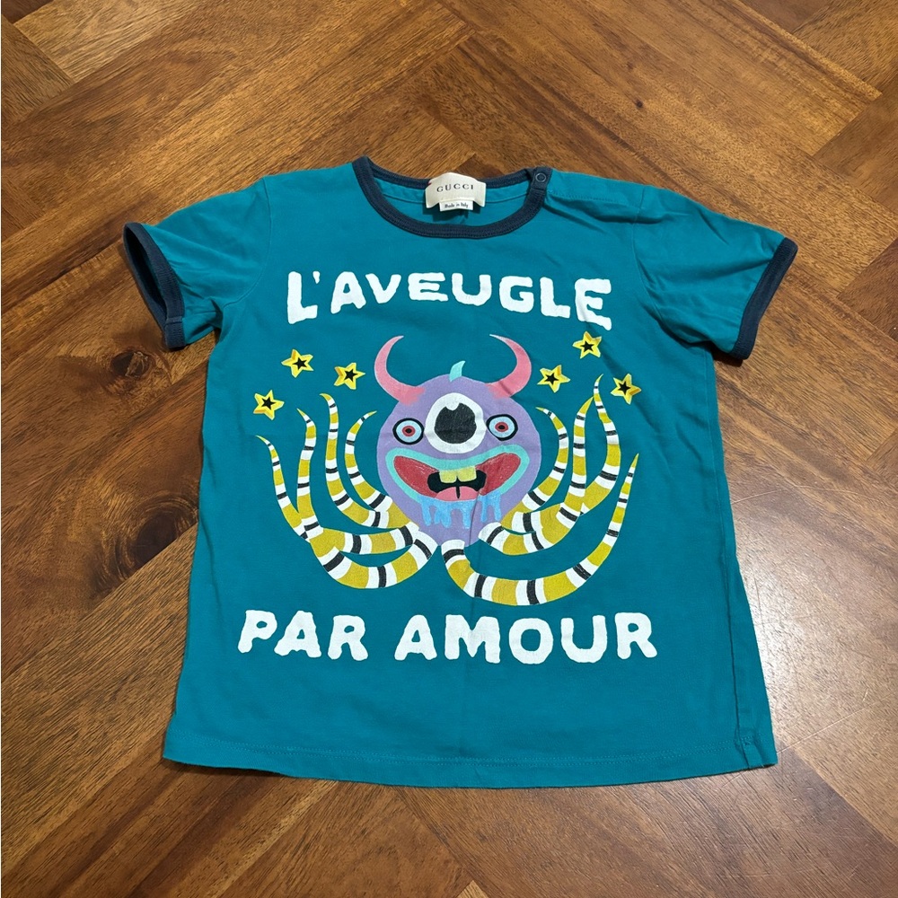 Gucci Kids Blue Graphic T Shirt Size 3